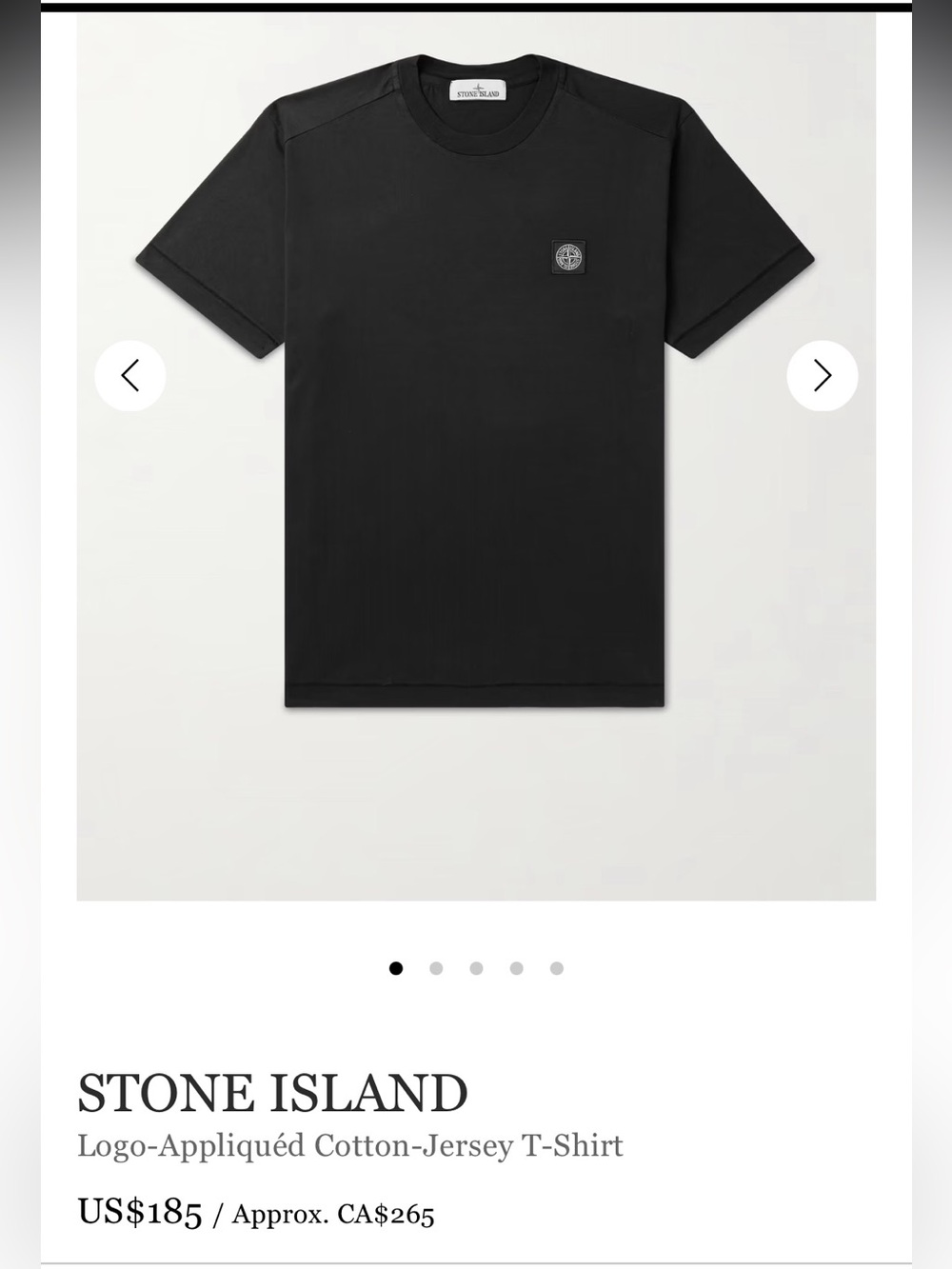 Stone Island Black Short-Sleeve Logo Patch T-Shirt